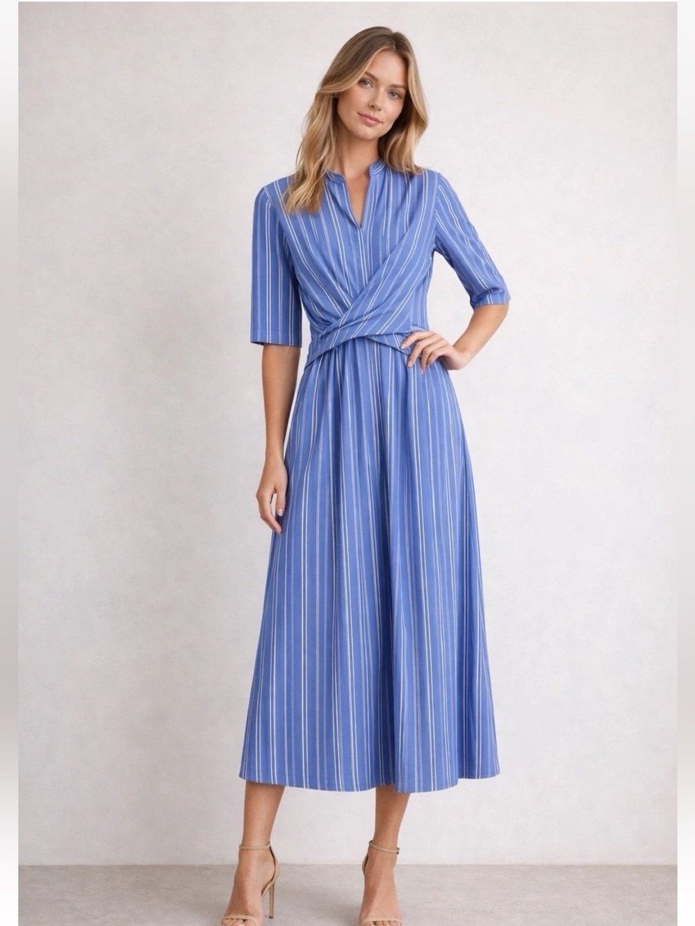 Samsoe Samsoe Silvia Striped Maxi Shirt Dress Bold Blue Size Small Relaxed